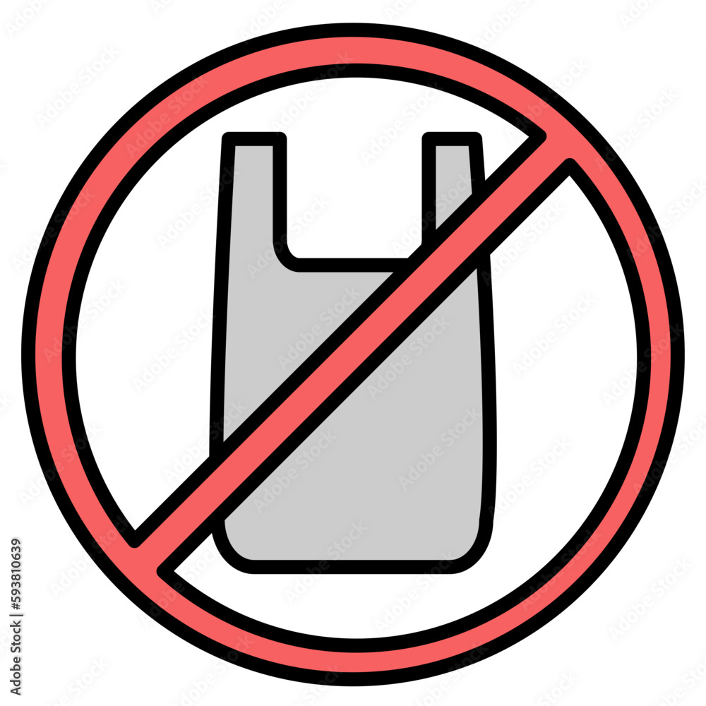 Illustration of Plastic Bag Ban design Icon Illustration of Plastic Bag Ban design Icon