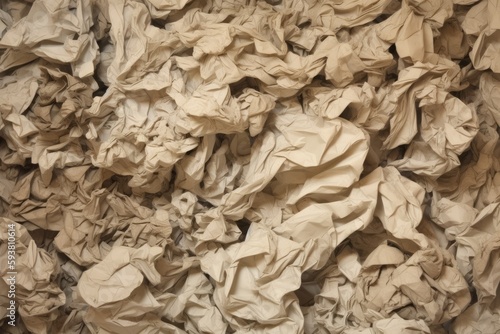 messy pile of crumpled paper on a desk. Generative AI