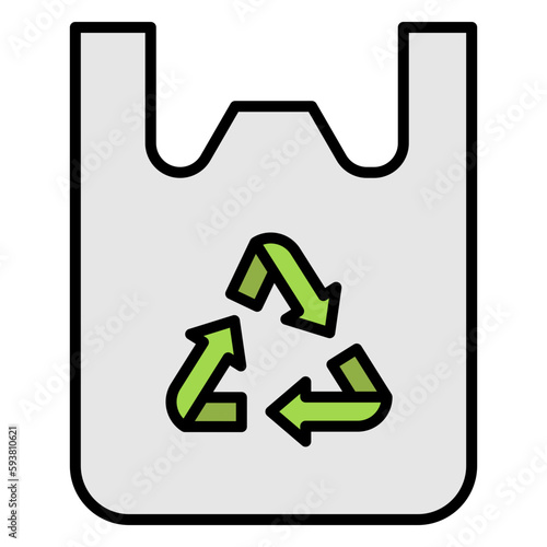 Illustration of Recyclable Plastic Bag design Icon