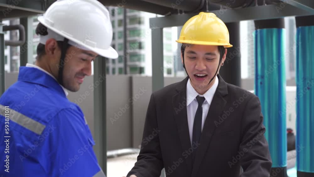 Senior engineer - project manager and businessman discussing about construction plan. Senior engineer - project manager and businessman discussing about construction plan.