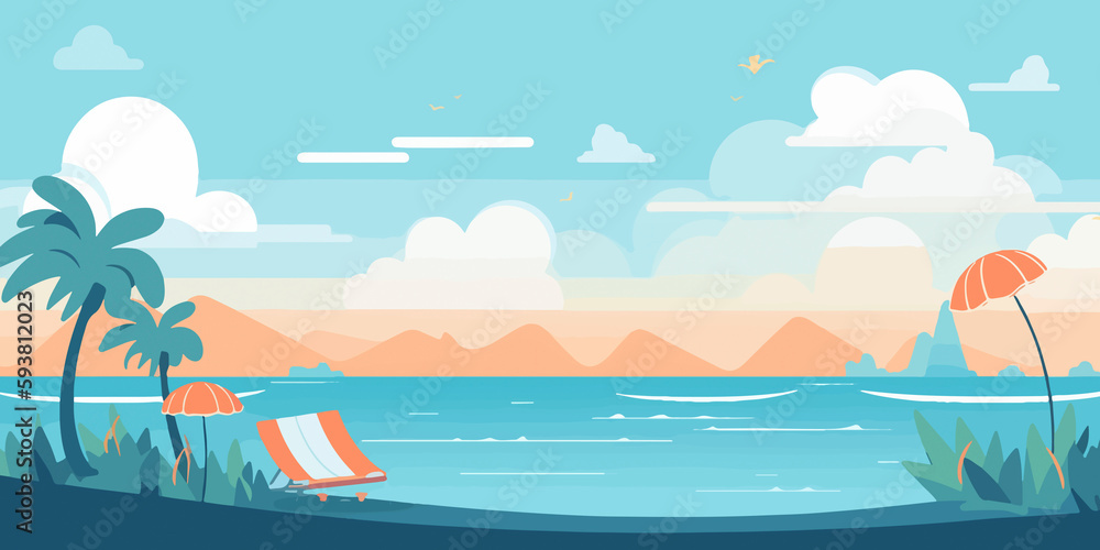 Flat design interpretation of a summer setting