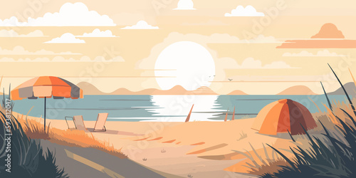 Flat design interpretation of a summer setting