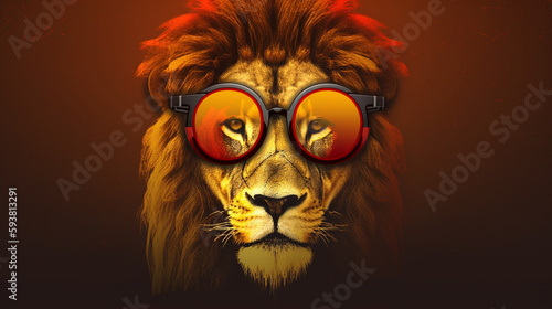 portrait of Lion with sunglasses