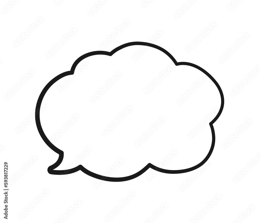Empty speech bubble thought cloud text frame. Comic speech bubble doodle outline. Vector illustration. Empty speech bubble thought cloud text frame. Comic speech bubble doodle outline. Vector illustration.