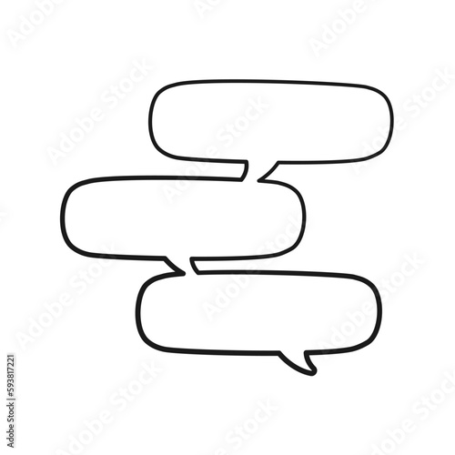 Empty speech bubble multiple conversation template. Comic speech bubble doodle outline. Vector illustration.