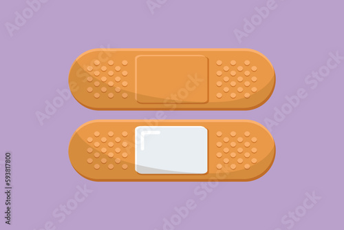 Character flat drawing of adhesive bandage elastic medical plasters. Illustration of medical plaster, elastic bandage patch. Medical health care service excellence. Cartoon design vector illustration