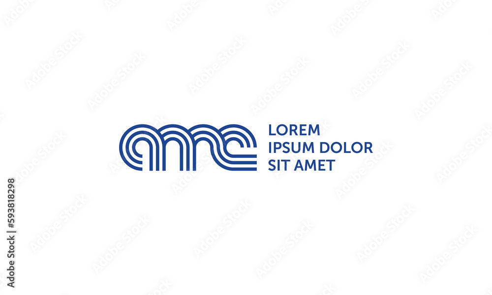 monogram logo initial letter amc with blue outline style monogram logo initial letter amc with blue outline style