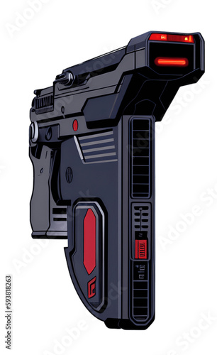 Futuristic pistol, taser weapon. PNG transparent background. Generative AI illustration. photo