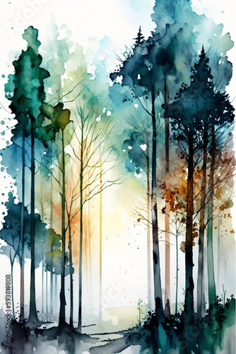 abstract watercolor background forest © creativeideh