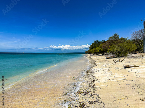 Beach view of Gili Trawangan beach in Lombok, Indonesia photo