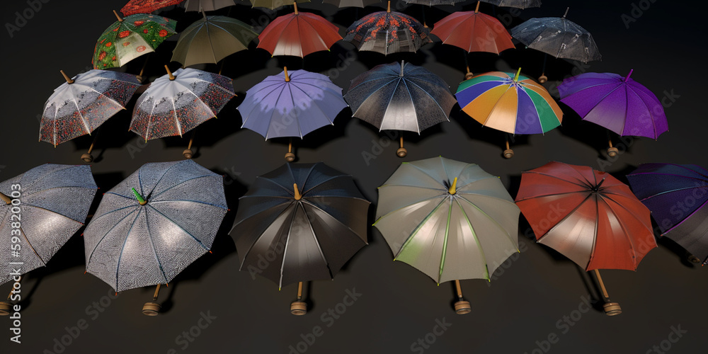 Obraz premium colorful umbrella in the rain