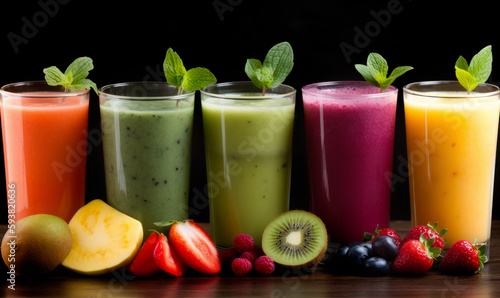 Cool Off with a Refreshing Tall Glass of Fresh Fruit Smoothie. Generative AI.