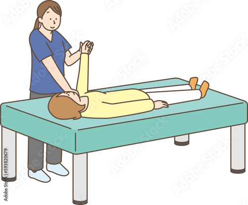 マッサージを受ける女性　シンプルイラスト