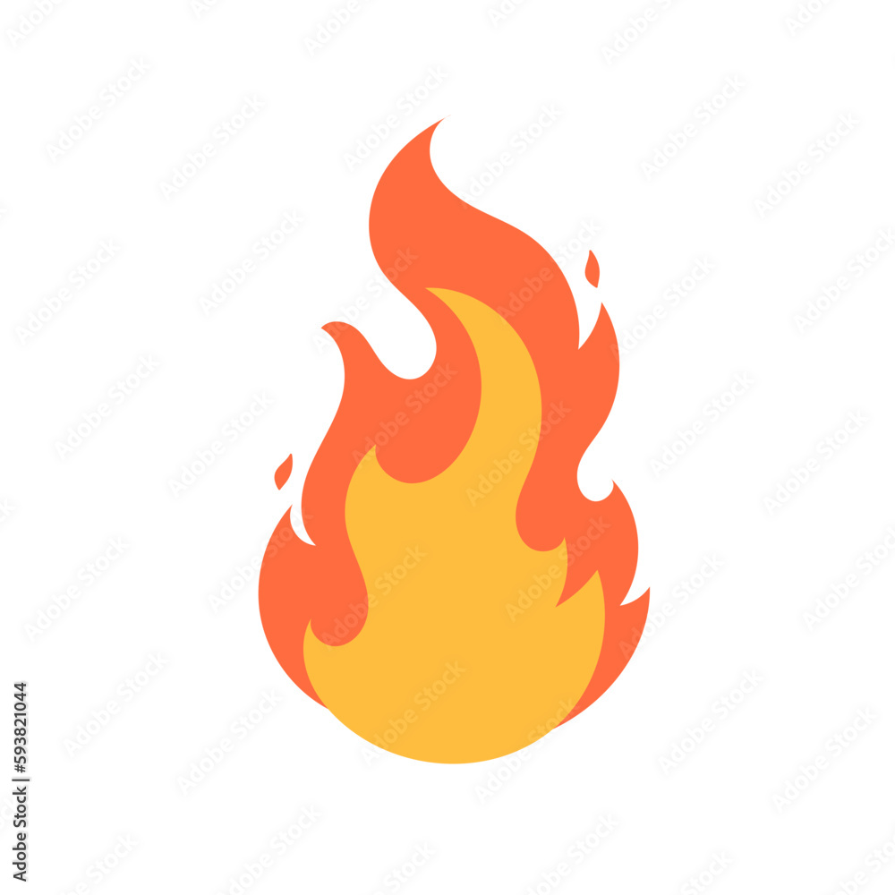 Cartoon fire effect. A yellow bonfire burns to heat. Cartoon fire effect. A yellow bonfire burns to heat.