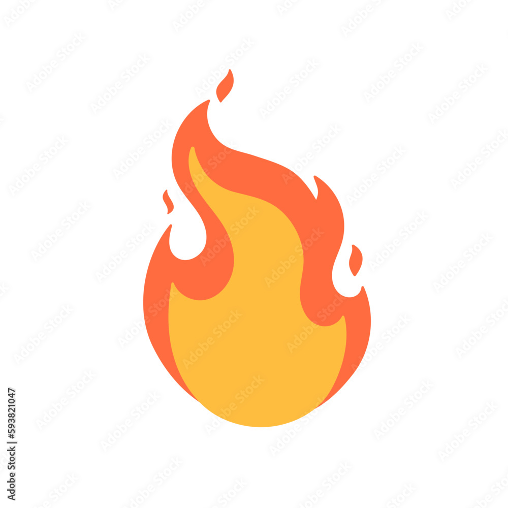 Cartoon fire effect. A yellow bonfire burns to heat. Cartoon fire effect. A yellow bonfire burns to heat.