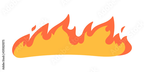 Cartoon fire effect. A yellow bonfire burns to heat.