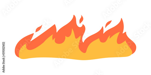 Cartoon fire effect. A yellow bonfire burns to heat.