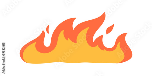 Cartoon fire effect. A yellow bonfire burns to heat.