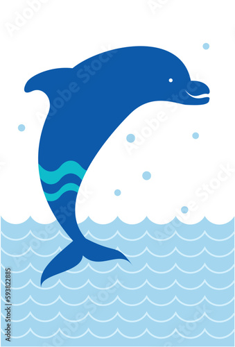 海の上を飛び跳ねるイルカのポストカード
