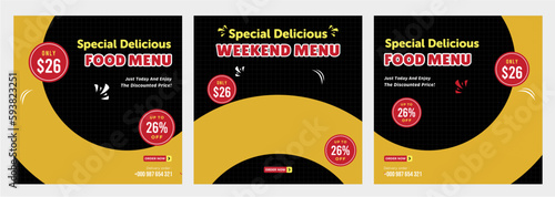 Delicious food menu and restaurant social media post template