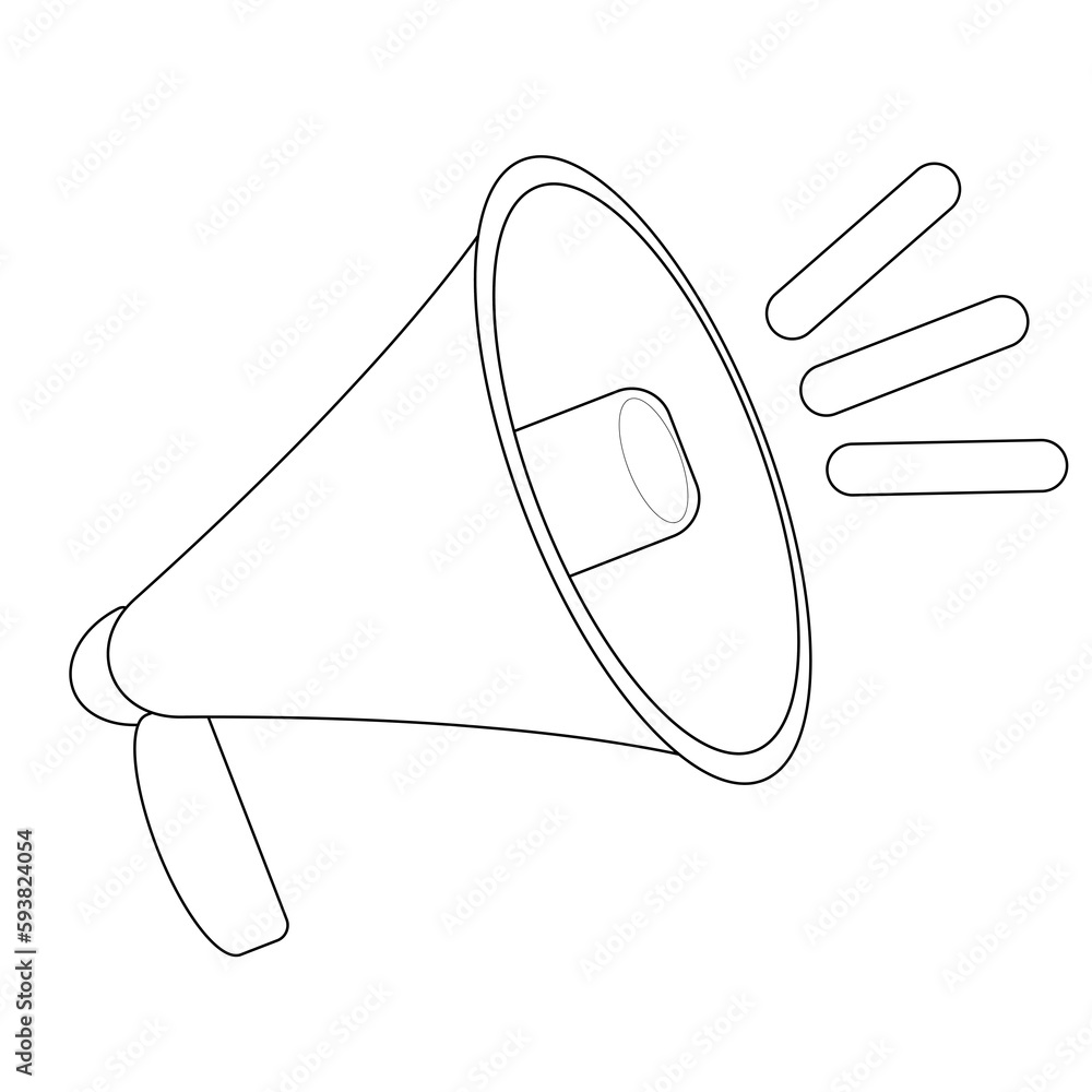 megaphone outline on png transparent background Stock Illustration