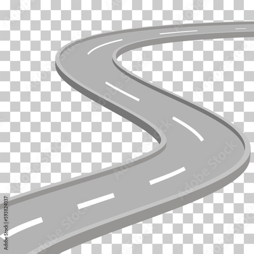 Curved road with white markings or winding highway