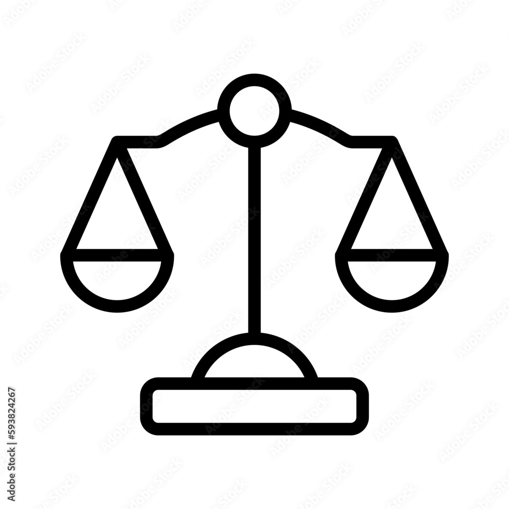 Justice Scale outline icon for law, weight, scale, scales, justice, equality, equal, balance, legal, business and finance logo Justice Scale outline icon for law, weight, scale, scales, justice, equality, equal, balance, legal, business and finance logo