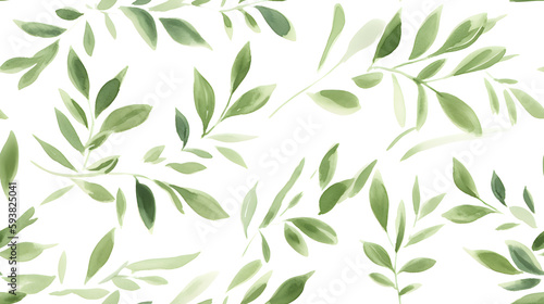 Watercolor seeded eucalyptus seamless pattern. Watercolor floral frame or border with green leaves and branches, for wedding stationary, greetings, wallpapers, fashion, background. Generative Ai