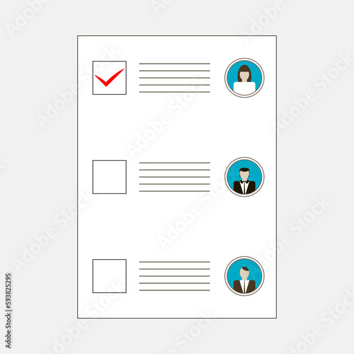 Normal ballot with avatars and boxes for selection