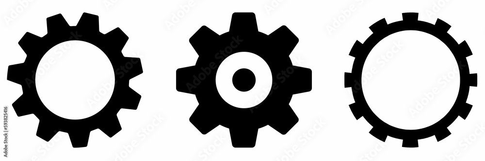 Gear icon illustration on white background. Gear icon set for business. Stock vector.