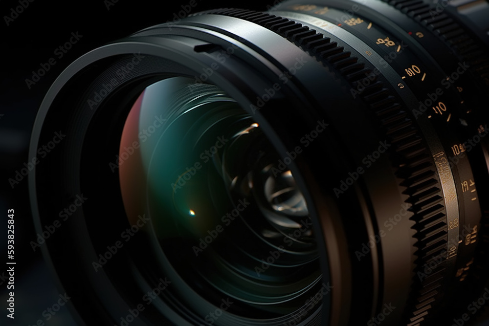 Close Up of a Photographic Lens on Black Backgroun