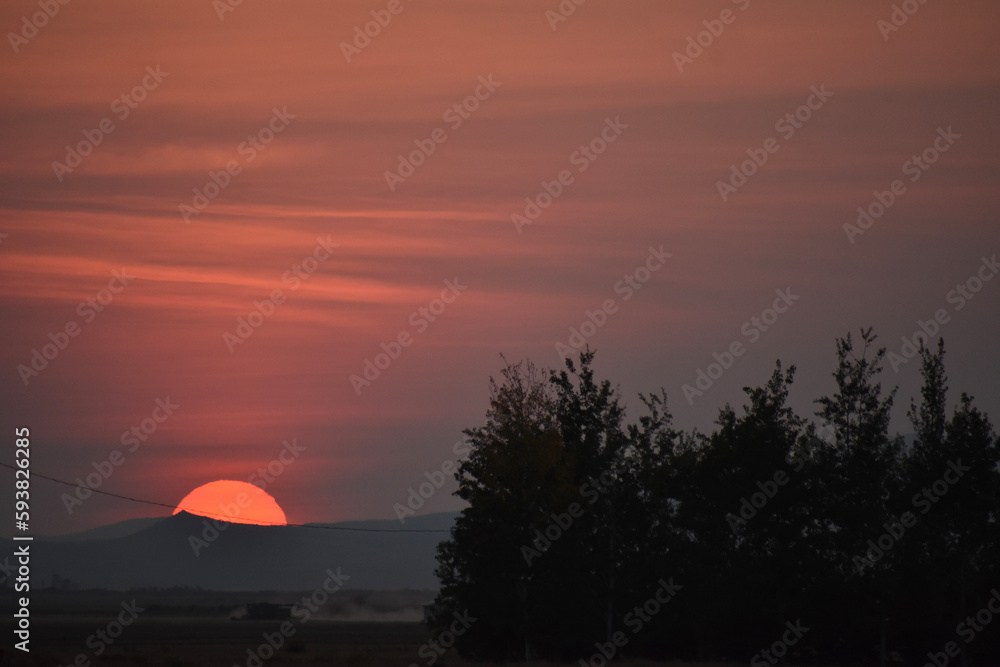 sunset in the mountains