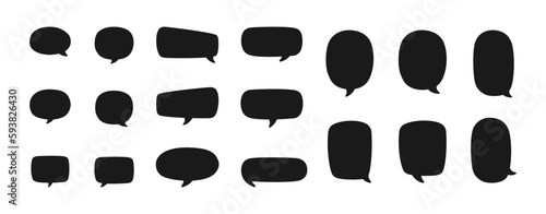 Speech bubble silhouette set. Comic speech bubble icons. Simple Flat Vector illustration