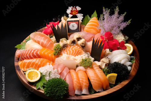 Sashimi on the plate, japanese food.