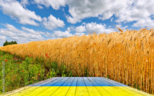 Digitally manipulated agricultural industrial landscape image depicting ripe ...