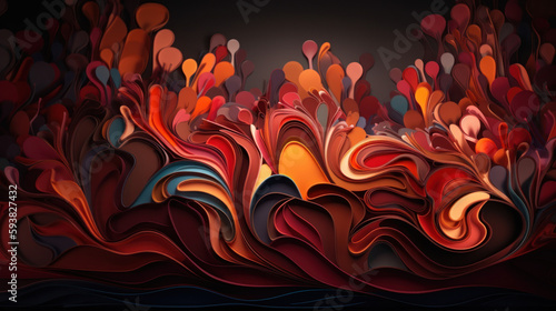 a 3d illustration of a colorful strand of paper, in the style of wavy lines and organic shapes