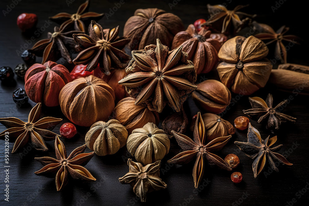 A spicy Chinese cooking spice used in a Chinese dish A spicy Chinese cooking spice used in a Chinese dish