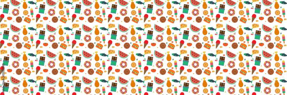 Food geometric mosaic background.Abstract geometric food pattern. Minimal floral banner. Food geometric mosaic background.Abstract geometric food pattern. Minimal floral banner.