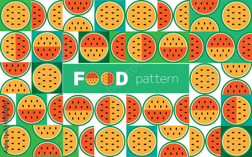 Food geometric mosaic background.Abstract geometric food pattern. Minimal floral banner.