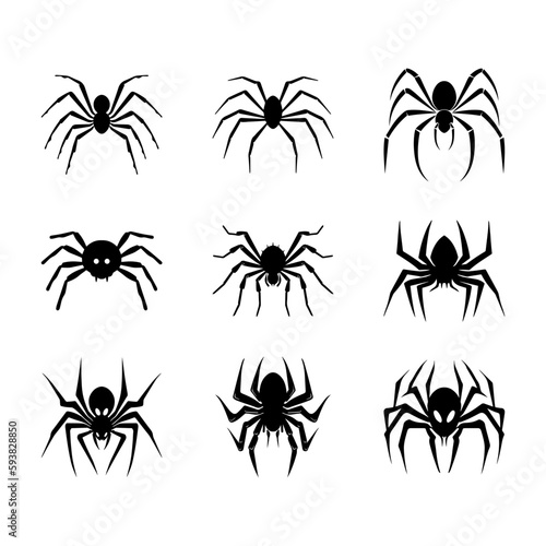 Creepy spider silhouette vector clipart bundle