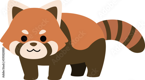 主線のないシンプルなレッサーパンダのイラスト