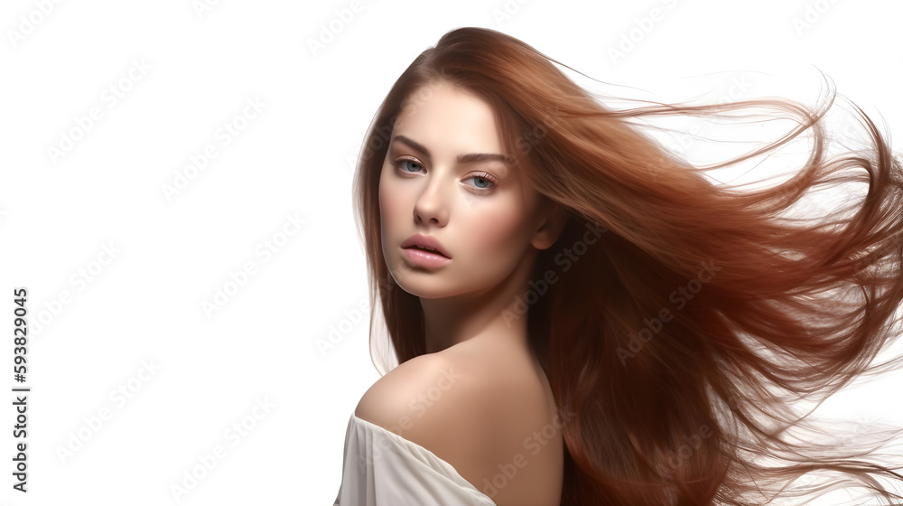 Dynamic Hair: Portrait of a Young Woman Model Posing with Swinging Head Motion. created with Generative AI Dynamic Hair: Portrait of a Young Woman Model Posing with Swinging Head Motion. created with Generative AI