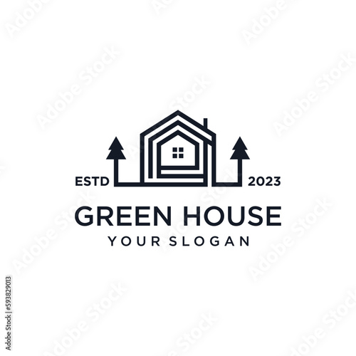 Green house logo design modern concept