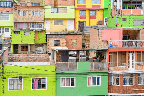 anoramic overview of a shanty town in the district ciudad bolivar in bogota, colombia photo