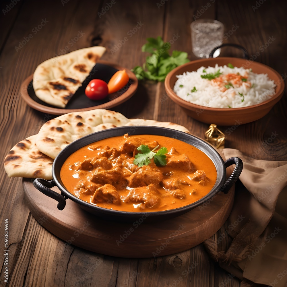 Exotic Eats: Chicken Tikka Masala with Rice and Naan Exotic Eats: Chicken Tikka Masala with Rice and Naan