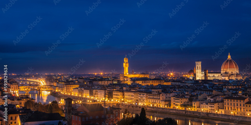 Florence skyline panorama at twilight