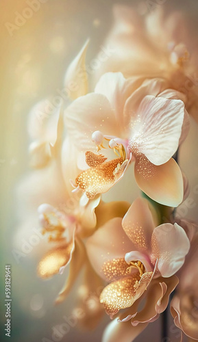 Fresh spring rose gold orchid blooming with blur background 