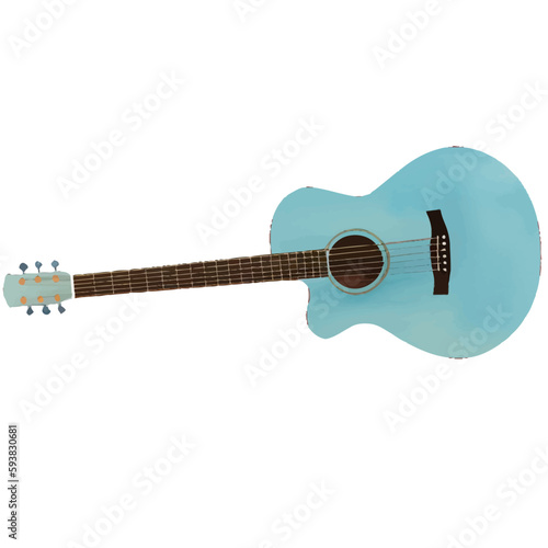 guitar with style hand drawn digital painting illustration
