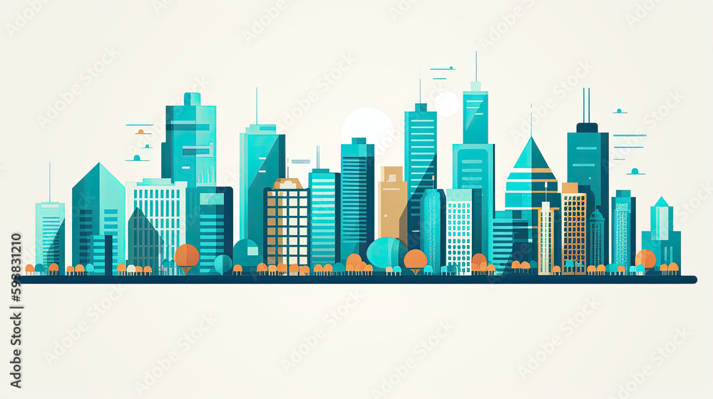 illustration of a modern city, Generative AI