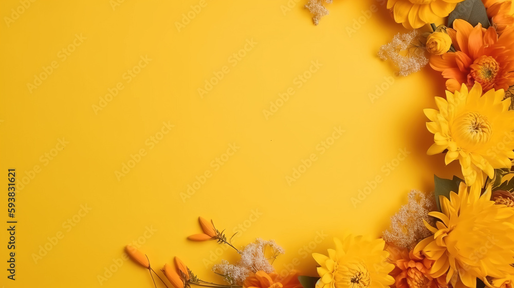 Wreath decoration on a yellow background